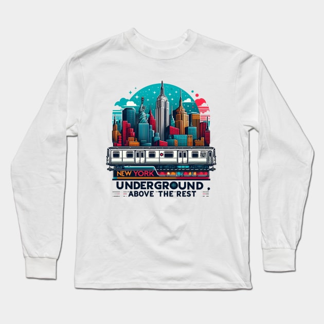 New York Subway NYC Underground Train Long Sleeve T-Shirt by Nysa Design